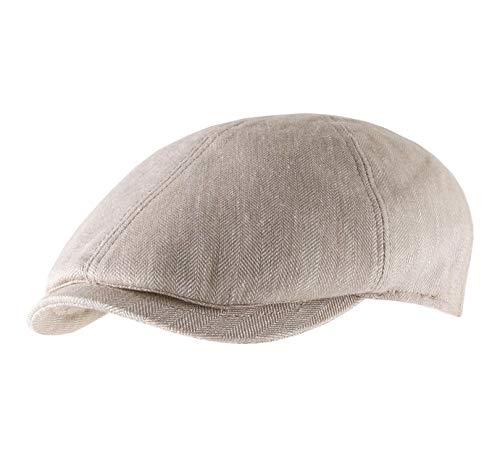 Classic Italy - Flatcap, Schiebermütze, Newsboy Cap Classic Cap Linen - Size 56 cm - 801-ocre von Classic Italy