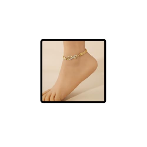 Clataly 8-Wort Knöchelkette Kristall Knöchelarmband Sommer Strand Fuß Kette Schmuck für Frauen Mädchen (Gold) von Clataly