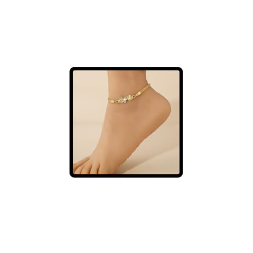 Clataly Schmetterling Fußkettchen Armband Kristall Schmetterling Anhänger Fußkettchen Einstellbare Sommer Strand Fuß Kette Schmuck für Frauen Mädchen (Gold) von Clataly