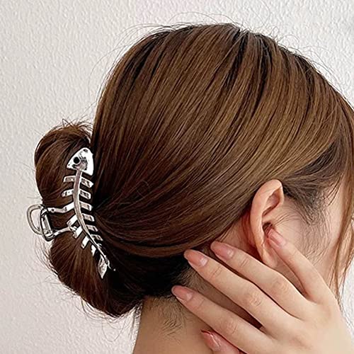 Clataly Fishbone Clip Große Haarspange Hai Clip Nette Tierform Haarnadel Haarzubehör für Frauen und Mädchen (Silber) von Clataly