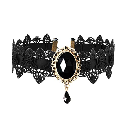 Clataly Halskette Ausgraben Blume Kragen Kette Wasser Tropfen Clavicle Choker Halskette Schmuck Halloween Party Zubehör für Frauen Mädchen (Schwarz) von Clataly