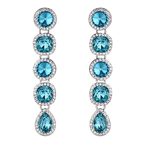 Clearine Damen Hochzeit Braut Kristall Art Deco Chandelier Dangle Ohrringe Blau Topas farbe Silber-Ton von Clearine