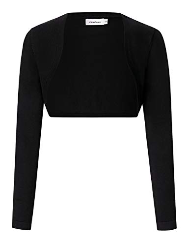 Clearlove Damen Bolero Langarm Strickjacke Festlich Schulterjacke Kurz Shrug Cardigan Top,Schwarz,S von Clearlove