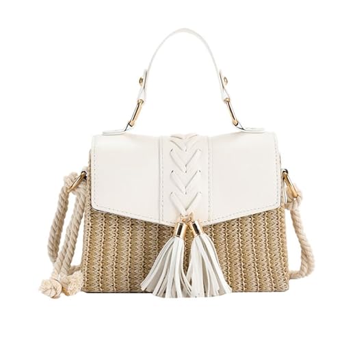 ClearloveWL Damen Strandtasche Stroh, Mode Sommer Stroh Taschen Damen Handtaschen Designer Hand gewebt Wicker Taschen Handtaschen Strandtaschen Sommer Pu. Klappen Crossbody Bags. von ClearloveWL