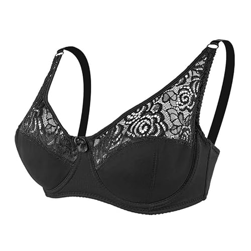 ClearloveWL Plus Size Spitzen-BHS for Frauen, sexy Bralette, Unterwäsche, Push-Up-Bügel, Damen-BH, Damenunterwäsche, großer Büstenhalter, CD-Cup (Color : Black, Size : 80D) von ClearloveWL