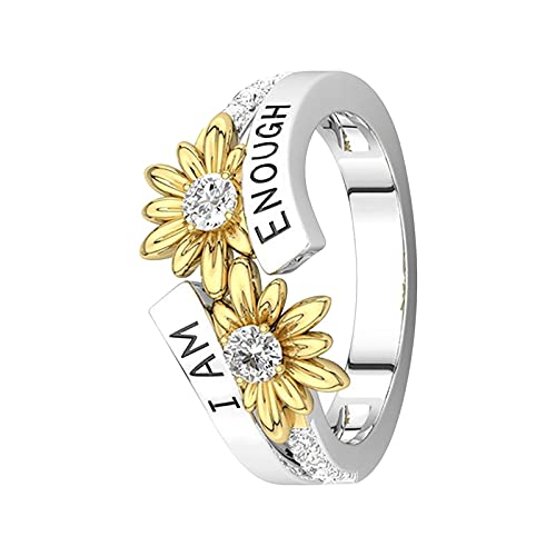 Besetzt mit zweifarbigem E-NOUGH-Diamantring für Sie Daisy AM English Fashion Good I Rings Silikon Ringe Finger (2-as Show, 10) von Clicitina