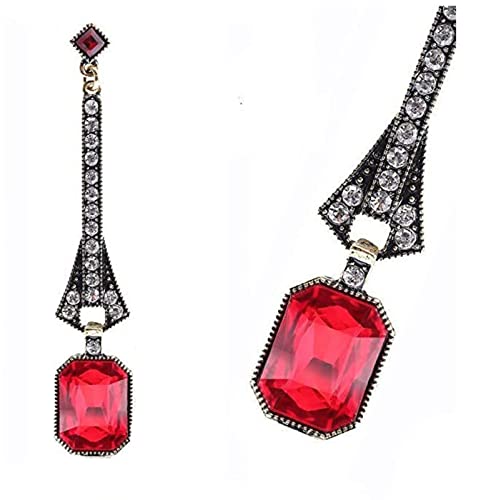 Birthstone Ohrringe vergoldet Iced Big Kissen Zirkonia Tropfen baumeln grüne Ohrringe für Frauen Modeschmuck Geschenk Yl368 (Red, One Size) von Clicitina