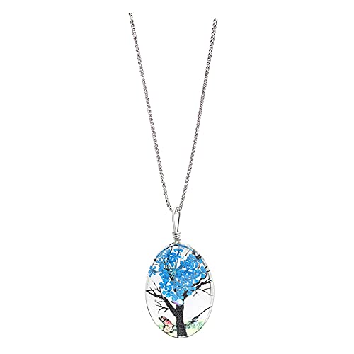 Clicitina American Crystal Lady Life Ewiger Pflanze Blume Doppelseitig und Stamm Retro Europäische Halskette Glasanhänger Halsketten & Anhänger Halskette Ohne Anhänger Damen (b-Blue, One Size) von Clicitina