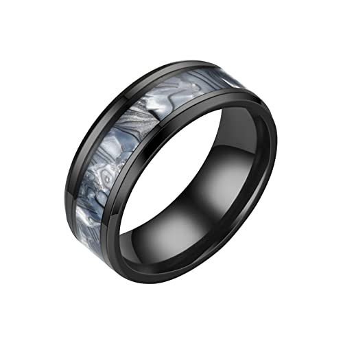 Clicitina Edelstahl-Angst-Ring für Frauen Männer Größe 6 13 Breite 8 mm 6 Farbe Exquisiter Ring schwarz sandgestrahlt Große Ohrringe Damen (A-Blue, 10) von Clicitina