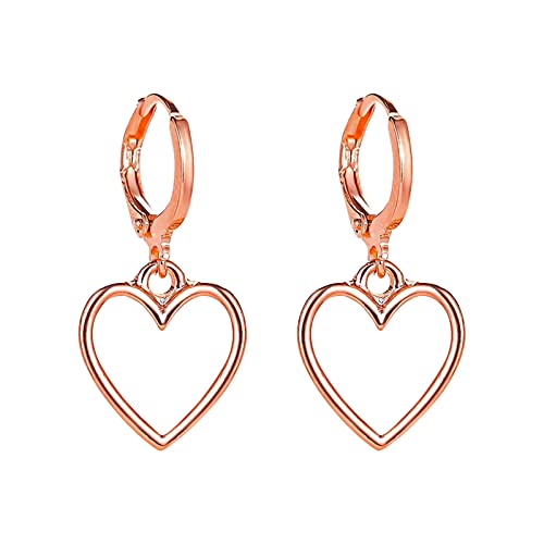 Clicitina Einfache Hohle Herz-Ohrringe für Teenager-Mädchen Minimalistische Piercing-Ohrstecker Trendige Ohrringe Verrückte Ohrringe (Rose Gold-2, One Size) von Clicitina