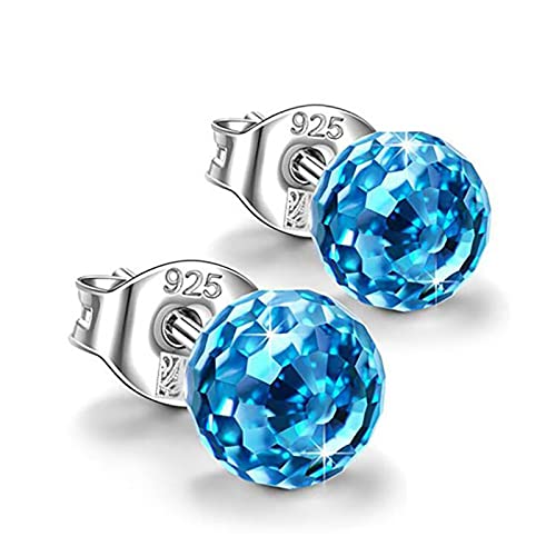 Clicitina Für Frauen Tag Ohrringe Geschenke Jubiläum Weihnachten Frauen Valentinstag 6 mm Geschenk Geburtstag Kristalle Ohrringe Barockperlen Ohrringe (Blue-1, One Size) von Clicitina