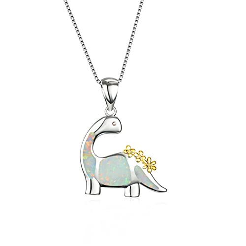 Clicitina Mode Dinosaurier Halskette Mädchen Dinosaurier Charm Halskette Schmuck Geschenk Tierliebhaber Geschenke Anhänger für Männer Frauen GL250 (A-White, One Size) von Clicitina