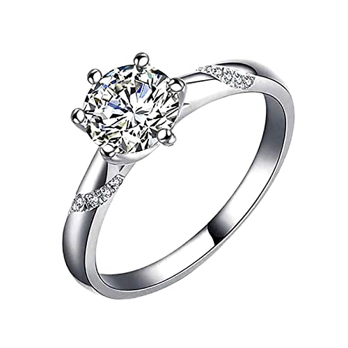 Clicitina Mode Frauen Diamant Ring Zirkon Verlobung Ehering Kleine Ringe Für Finger (B-Silver, 8) von Clicitina