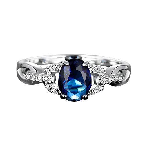 Clicitina Perfekt Diamanten-Zirkon-Ringe für Frauen für Frauen Größe 5 Reifrock cm Umfang 3 Ringe (Blue-A, 6) von Clicitina