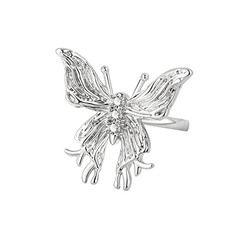 Clicitina Trend Persönlichkeit Mode Street Style Ring Damen Flüssiger Schmetterlingsgelenk Schwanzring Yrg160 (GD2, A) von Clicitina