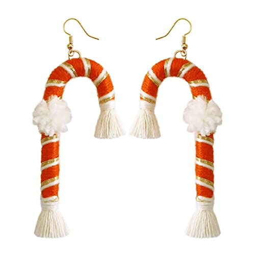 Clicitina Weihnachtsohrringe für Frauen Weihnachtsohrstecker Weihnachtsbäume Glocken Schneeflocken Ohrringe für Mädchen Thanksgiving Weihnachten Urlaub Schmuck GK594 (4-Orange, One Size) von Clicitina