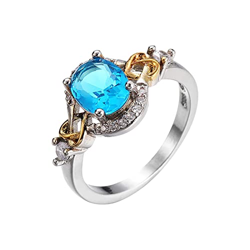 Clicitina Zweifarbiger galvanisierter Zirkonring Schmuck Geburtstag Vorschlag Geschenk Braut Verlobungsfeier Ring Ringelshirt Rot Damen (Blue, 8) von Clicitina