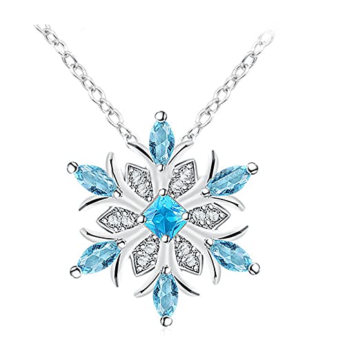 Clicitina für Frauen Halsketten Halskette Blaue Edelsteine Schneeflocke Kristall Halskette Halsketten Anhänger GL47 (Blue-2, One Size) von Clicitina