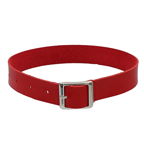 Frauen PU-Leder-Halskette Halsband Punk-Stil Halsband Choker-Halskette europäischen und Retro-Punk-Rock-Leder-Kragen-Kragen mit Schlüsselbein-Halskette Damen Ketten Edelstahl (Red, One Size) von Clicitina