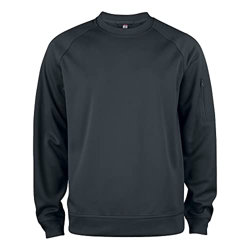 CLIQUE - Herren Damen Unisex Basic Active Roundneck Sweatshirt Rundhals Polyester Weich Waschfest Trekking Wandern Reise Freizeit, Schwarz , L von Clique