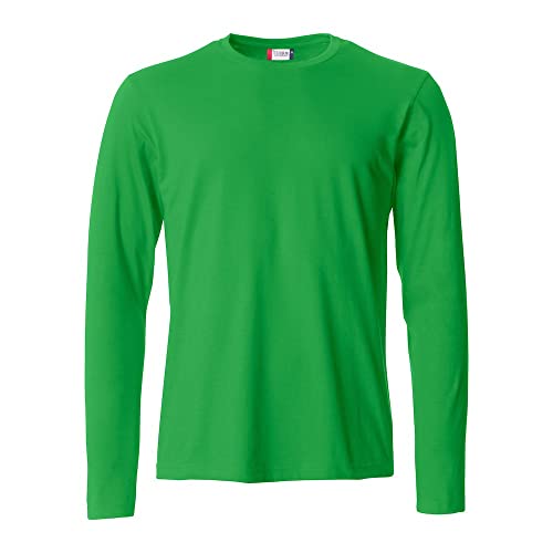 CLIQUE - Herren Langarm-T-Shirt Basic-T L/S, Jersey-Baumwolle, elastischer Kragen, Schweißband, Slim-Fit, Säuregrün., XXL von Clique