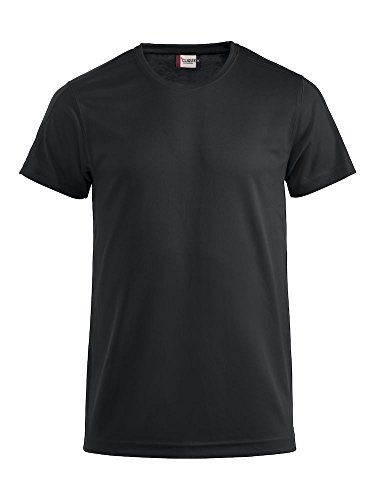 Clique Herren Funktions T-Shirt aus Polyester T-Shirt für den Sport, perforiert und feuchtigkeitsabführend in 10 Farben S M L XL XXL XXXL XXXXL (Schwarz, XXL) von Clique