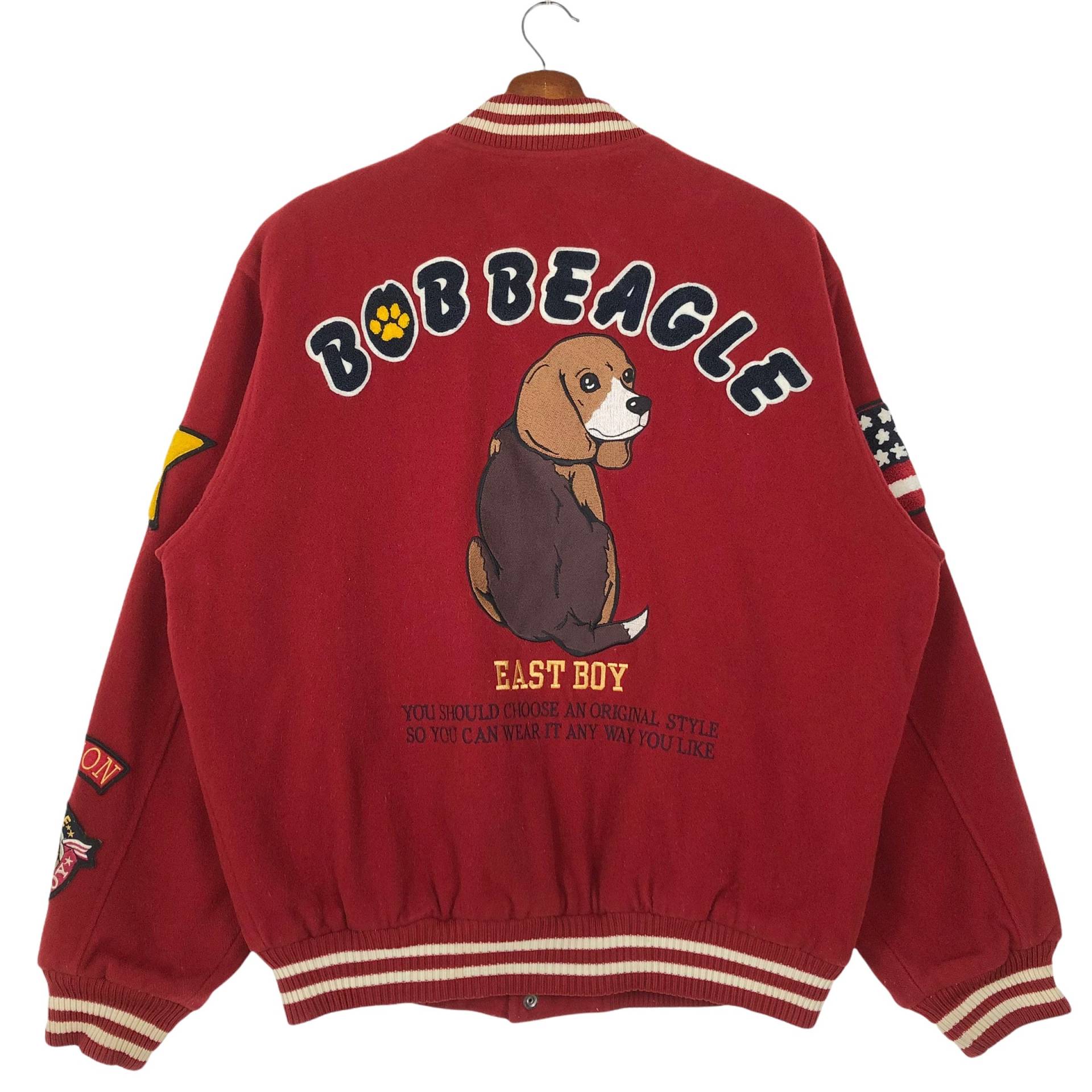 Vintage East Boy Varsity Jacke Bob Beagle Hund Besticktes Logo American Stadium von ClockworkThriftStore