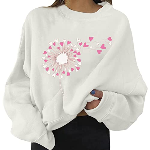 Ladies Casual Sweatshirt Valentine's Day Print Graphic Sweatshirt Round Neck Pullover Loose Shirt Lightweight Tops Going Out Blouse A-236 von Clode