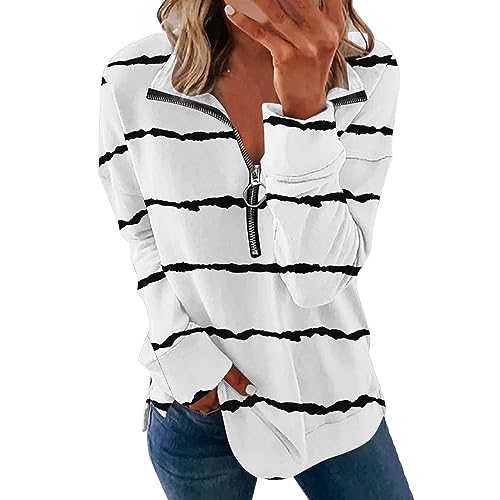 Women Pullover Tops Top Casual Crew Neck Sweatshirt Solid Stripe Long Sleeve Loose Pullover Loose Fit Blouse Tops A-53 von Clode