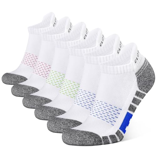 Closemate 6 Paar Sneaker Socken Herren Damen Gepolsterte Laufsocken Baumwolle Atmungsaktiv Sportsocken für Fitness im Freien (2WeißRot+2WeißBlau+2WeißGrün,Größe L) von Closemate