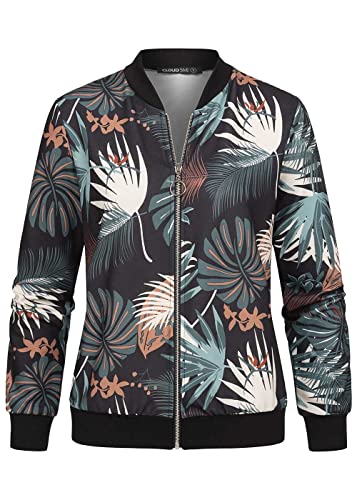 Cloud 5ive Damen Bomberjacke Blouson mit Tropical Print schwarz Cloud 5ive Damen Bomberjacke Blouson mit Tropical Print schwarz von Cloud 5ive