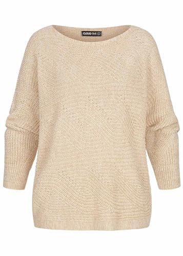 Cloud 5ive Damen Pullover Strickpullover Sweater mit Fledermausärmeln in Wellenoptik von Cloud 5ive