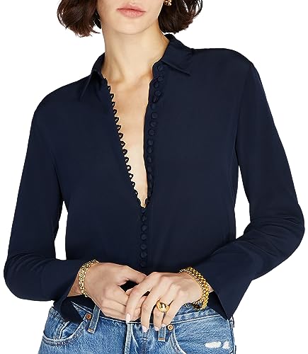 Club Monaco Damen Helek Shirt Hemd, Dunkelmarineblau/Marineblau, Klein von Club Monaco