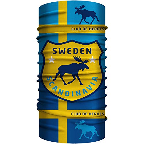 Club of Heroes Schweden Bandana, nahtloses Multifunktionstuch 25 x 50 cm aus weicher Mikrofaser/atmungsaktiv Schlauchschal Halstuch Schal Tuch/Sweden Skandinavien Reise Reiseführer Flagge von Club of Heroes