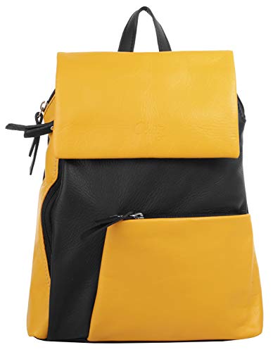 Cluty City-Rucksack Echt Leder gelb Damen - 020401 von Cluty