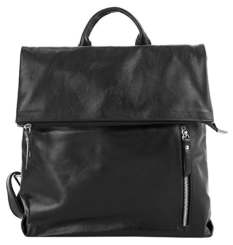 Cluty City-Rucksack Echt Leder schwarz Damen - 019534 von Cluty