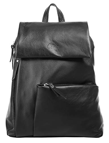 Cluty City-Rucksack Echt Leder schwarz Damen - 020401 von Cluty