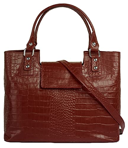 Cluty Handtasche Echt Leder dunkelrot Damen - 021322 von Cluty