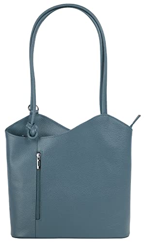 Cluty Shopper Rucksack Kombination Echt Leder hellblau Damen - 016715 von Cluty