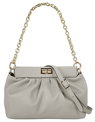 Cluty Umhängetasche grau echt Leder Damen - 021410 von Cluty