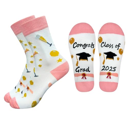 Lustige Abschlusssocken für Damen, 2025, lustige Abschlussdekorationen, Geschenke für sie, coole Socken für High School, College, Universität, rose, Einheitsgröße Lustige Abschlusssocken für Damen, 2025, lustige Abschlussdekorationen, Geschenke für sie, coole Socken für High School, College, Universität, rose, Einheitsgröße von CoFlink