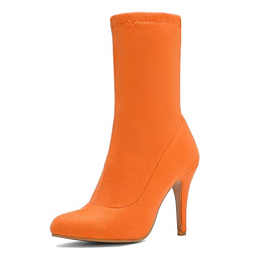 Cocey Damen Stretchstiefel mit Stiletto und 7 Farben (Orange, 38EU) von Cocey