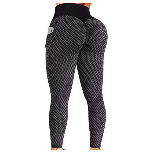 Cocila Leggings Damen High Waist Sporthose Anti Cellulite Laufhose Tik Tok Leggings Yogahose Honeycomb Blickdicht Boom Booty Leggings mit Taschen Jogginghosen Yoga-Hose Laufhose von Cocila