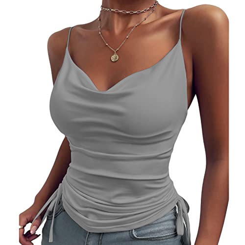 Cocoarm Damen Camisole Tops Ärmelloses Blusen Sexy Tiefer V-Ausschnitt Tanktop Slim Fit Sommer Weste Spaghetti Strap Cami (M) von Cocoarm