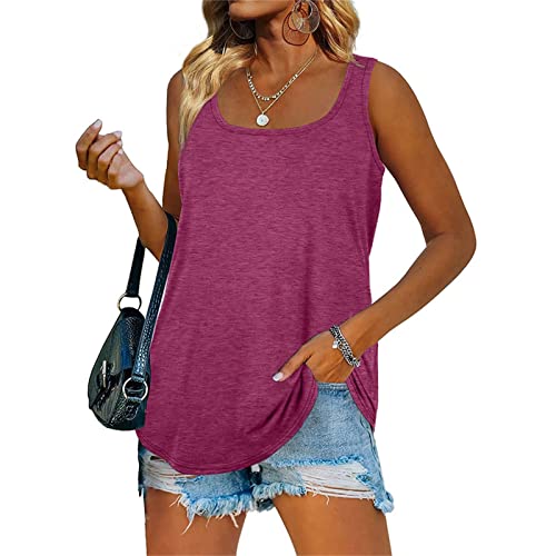 Damen Ärmellose Shirt Sommer Casual Tank Top Lose Oberteile Tunika Shirt mit Gebogener Saum Casual Bluse (L) von Cocoarm