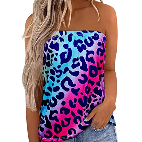 Damen Sommer Sexy Tube Top Schulterfrei Ärmellos Oberteile Trägerlos Bandeau Boob Bluse Shirt Strand Weste Bandeautop Schlauchshirt(XXL-Nr.2) von Cocoarm