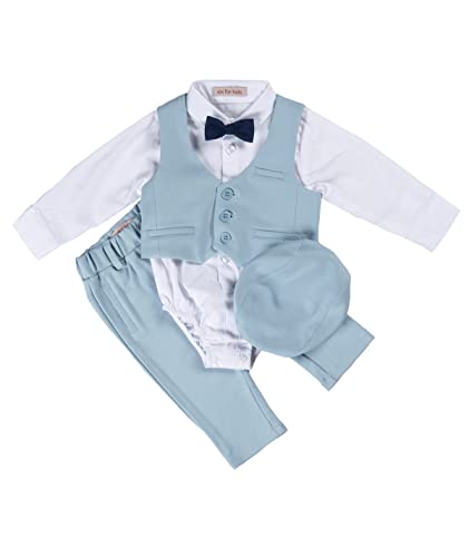 Cocolina4kids Baby Jungen Anzug Taufanzug Hell Blau Festanzug Taufset Taufoutfit Anzug Langarm Taufe (Hell Blau, 68) von Cocolina4kids