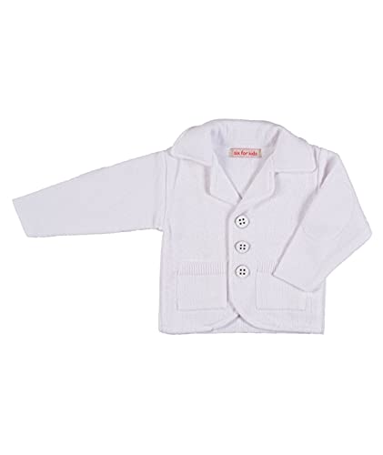 Cocolina4kids Baby Jungen Sakko Strickjacke Weiß oder Ivory Taufanzug Jacke Sakko (80, weiß) von Cocolina4kids