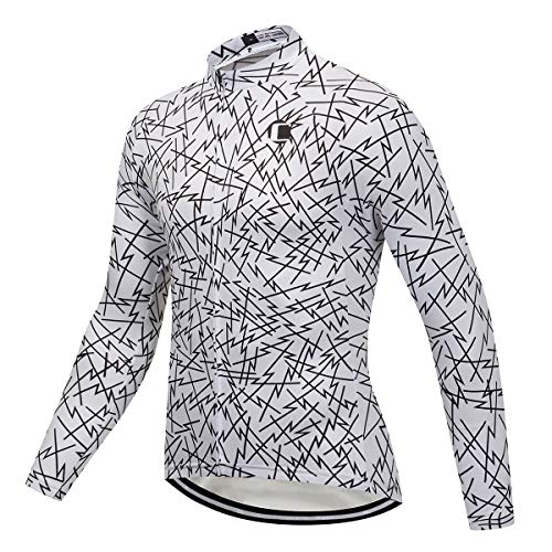 Coconut Ropamo CR Langarm-Fahrradtrikot für Herren, 3 + 1 Reißverschlusstaschen, schnell trocknend, atmungsaktiv, Weiß/Schwarz, XL von Coconut Ropamo