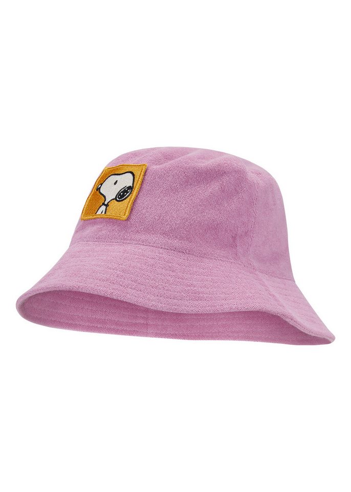 Codello Sonnenhut Codello Peanuts Bucket Hat aus weichem Baumwoll-Frottee in lila Peanuts™ Snoopy-Patch von Codello